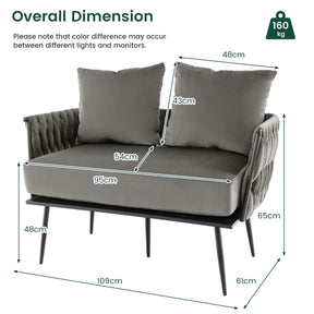 Giantex Modern Loveseat Sofa, Upholstered Dutch Velvet Sofa Couch