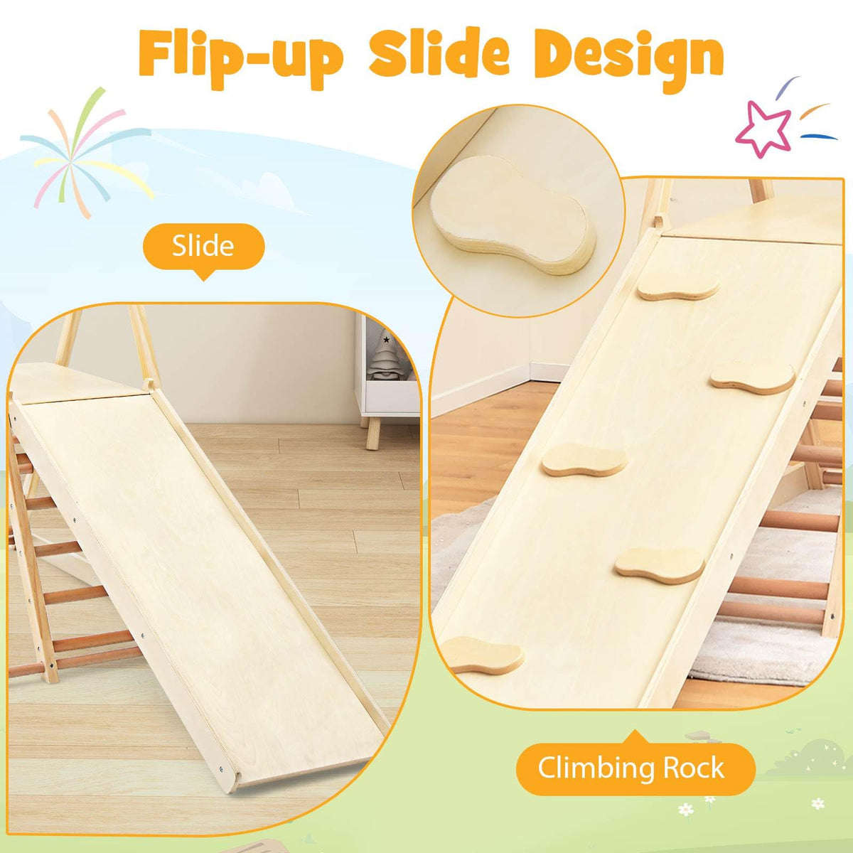 Foldable Montessori Climber Playset with Fun Slide & Adjustable Swing