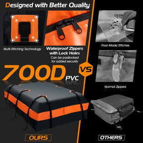 595 L Rooftop Cargo Carrier, Waterproof Car Roof Bag for All Vehicles with/Without Rack