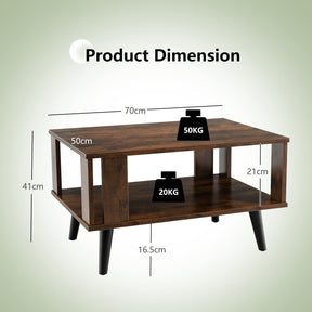 Giantex Coffee Table with Storage Shelf, 2-Tier Tea Table w/Supportive Legs