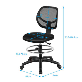 Mesh Drafting Computer Swivel Chair, Office Desk Chair, Ergonomic Armless Executive Task Chair