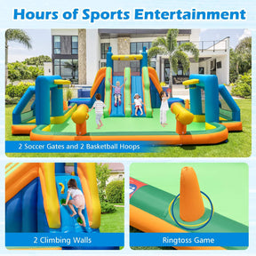 HONEY JOY Inflatable Water Slide, 19x17FT Large Waterslide Park w/Dual Long Slides & Climbing Walls