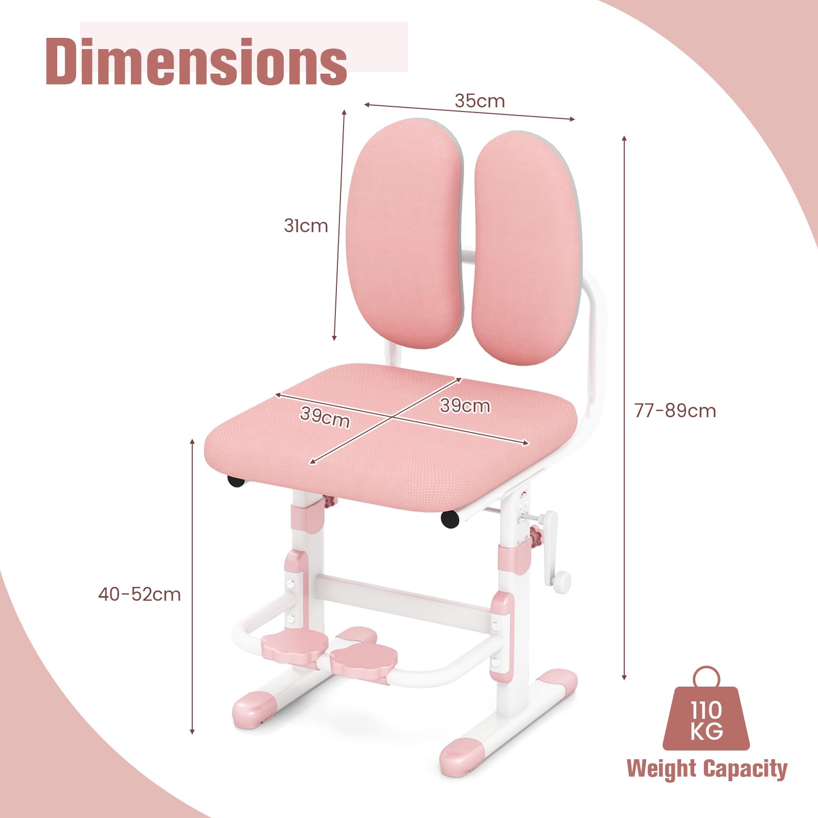 BABY JOY Height-Adjustable Kids Desk Chair, Ergonomic Children Study Chair