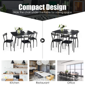 Giantex 5Pcs Dining Table Set, Rectangular Dining Table Furniture Set, Modern Dining Table and Chairs Set