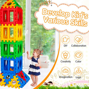 32 Pieces Big Waffle Block Set for Kids Toddler, Snap-Together Giant Waffle Block Set W/Put Together & Pull Apart Blocks