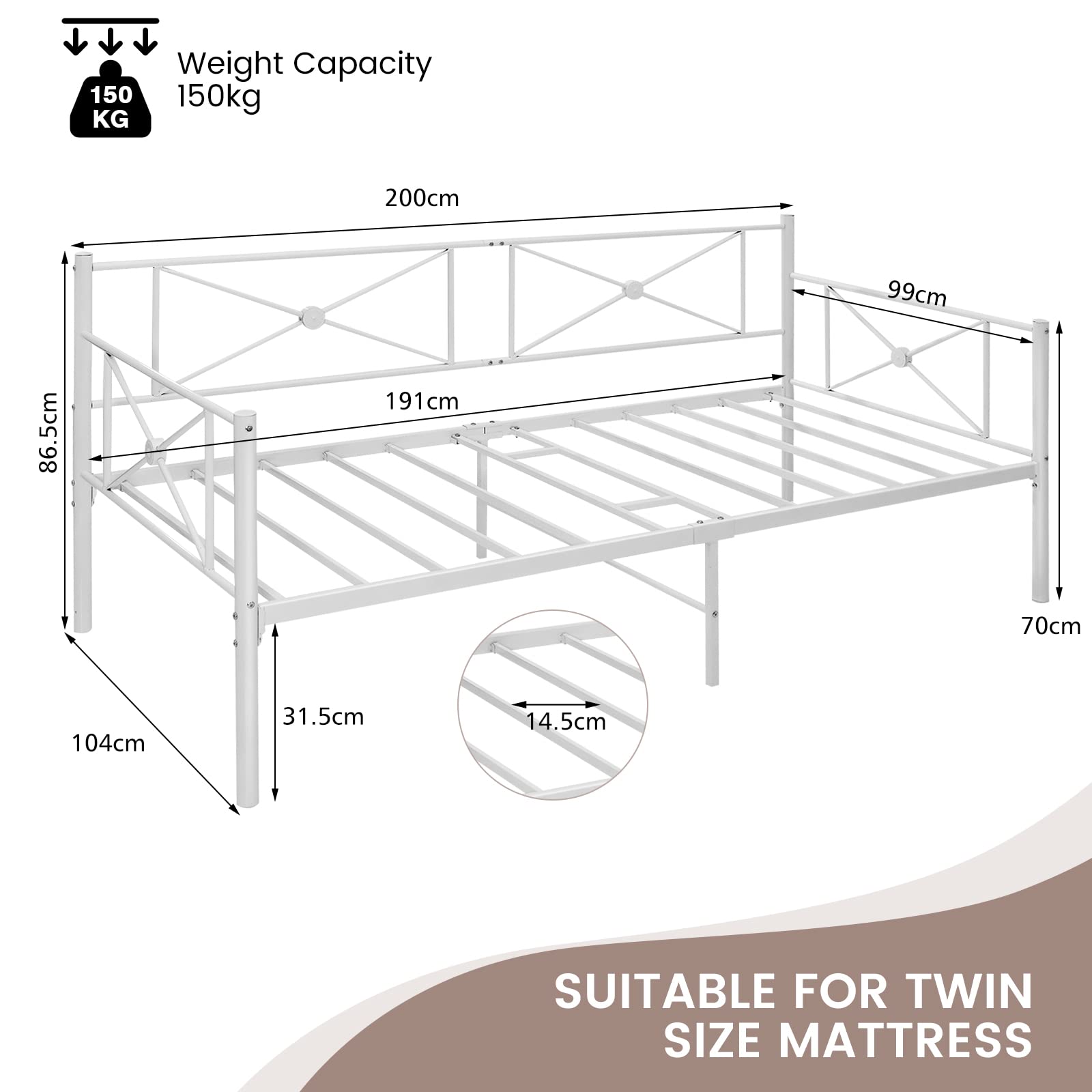 Metal Daybed Frame Single Size