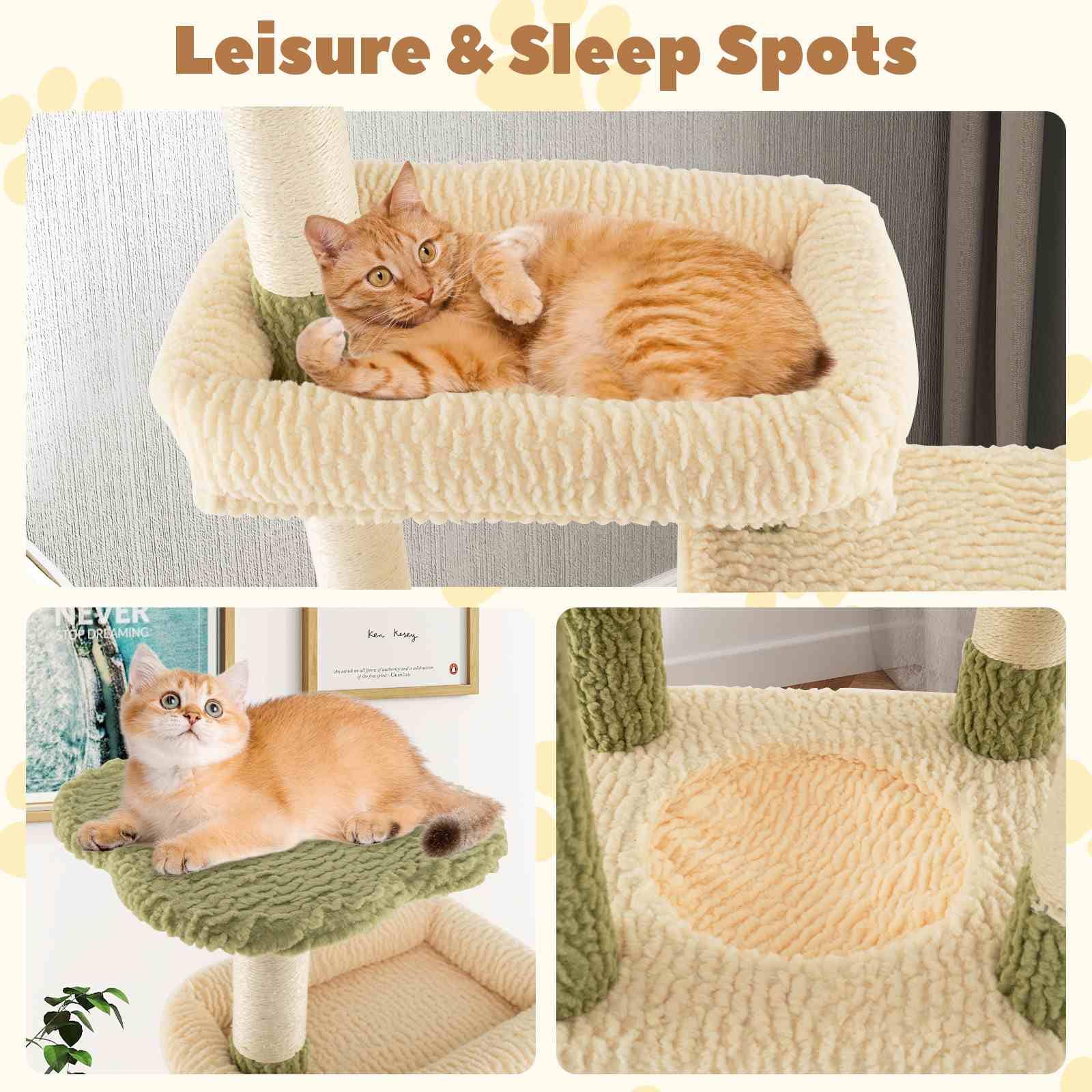 Tall Cat Tree, Multi-Level Cat Tower w/Private Condo, Cat Self-Grooming Brush & Scratching Posts