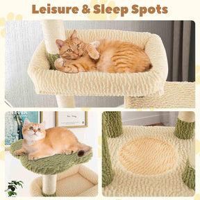 Tall Cat Tree, Multi-Level Cat Tower w/Private Condo, Cat Self-Grooming Brush & Scratching Posts