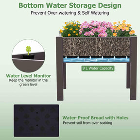 Raised Garden Bed, Self-Watering Planter Box with Water Level Indicator