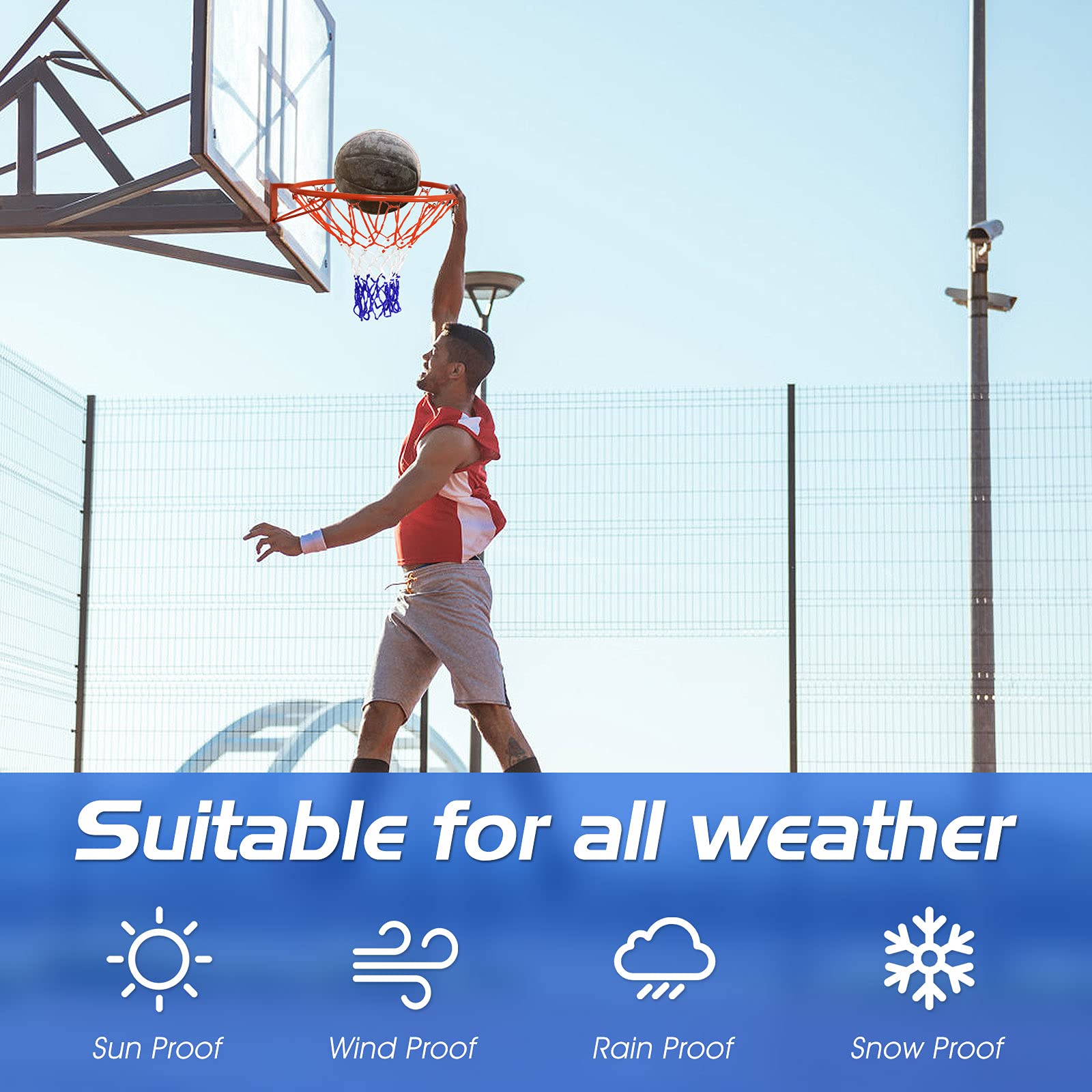 46 CM Basketball Rim Replacement, Heavy-Duty Wall Mounted 18“ Basketball Hoop Net