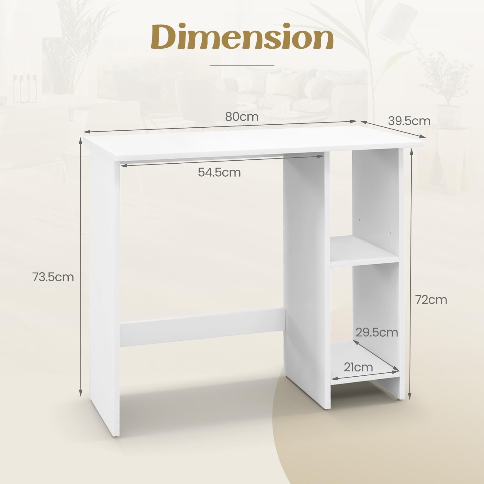 Giantex Small Computer Desk with Storage, Modern Writing Desk with Adjustable Shelf, Space Saving