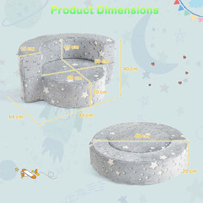 2-in-1 Toddler Chair Glow in the Dark Kids Couch with Removable and Washable Cover