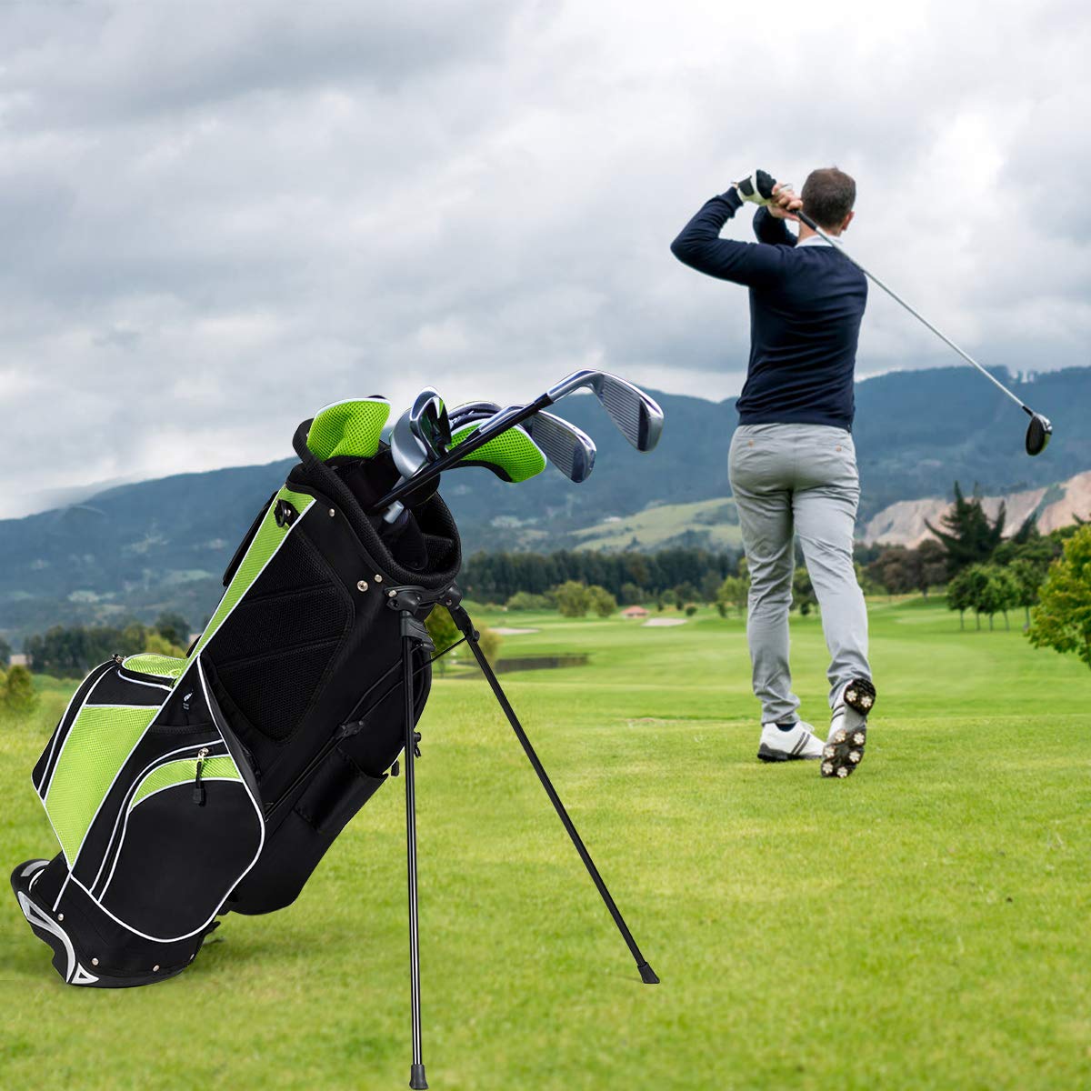 Stand Bag, Golf Club Bag with 6 Way Organizer Divider Top, 7 Zippered Pockets Including Cooler Bag & Waterproof Pockets