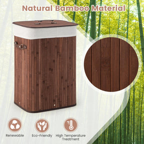 Giantex Laundry Hamper with Lid, 72L Bamboo Laundry Basket with Removable and Machine Washable Liner Bag