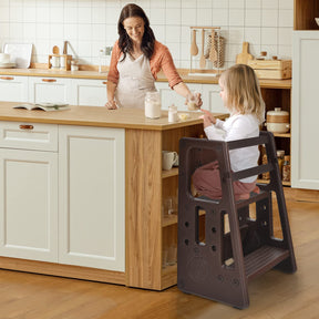 BABY JOY Kids Kitchen Step Stool, Toddler Step Ladder w/ 3 Adjustable Heights, Non-Slip Design & Safety Handles
