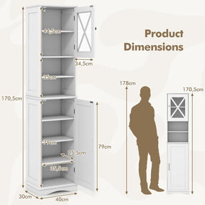 Tall Bathroom Cabinet Freestanding Storage Cupboard Narrow Corner Floor Cabinet
