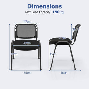 Set of 5 Office Desk Chairs Waiting Room Chair Stackable Reception Guest Chair