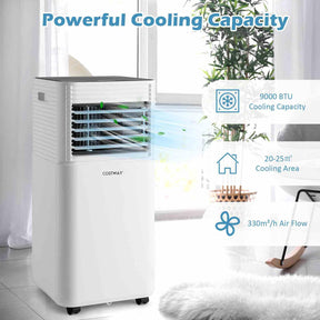 9000 BTU 3-in-1 Portable Air Conditioner with Fan and Dehumidifier Mode