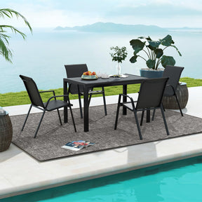 Patio Rattan Chairs Set of 4, Stackable Dining Chair Set with Wicker Woven Backrest & Seat
