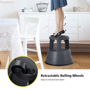 Giantex Rolling Step Stool, Kick Stool Ladder with Non-Slipping Platform