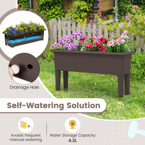 2 PCS Raised Garden Beds, Self-Watering Planter Box with Detachable Legs & Drainage Hole