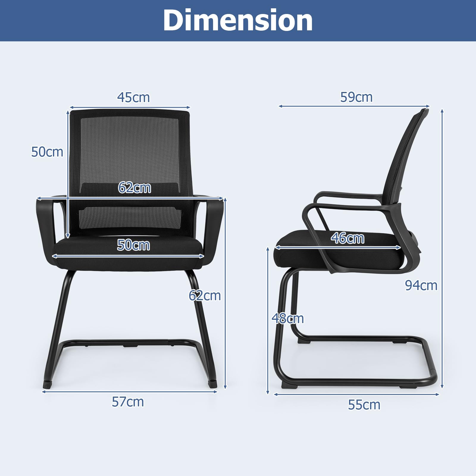 Giantex Office Guest Chair, Conference Reception Chair w/Lumbar Support & Sled Base