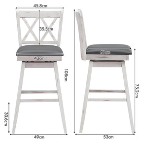 Giantex Set of 2 Bar Stool, Counter Height Barstool W/Foot Rest Upholstered Cushion