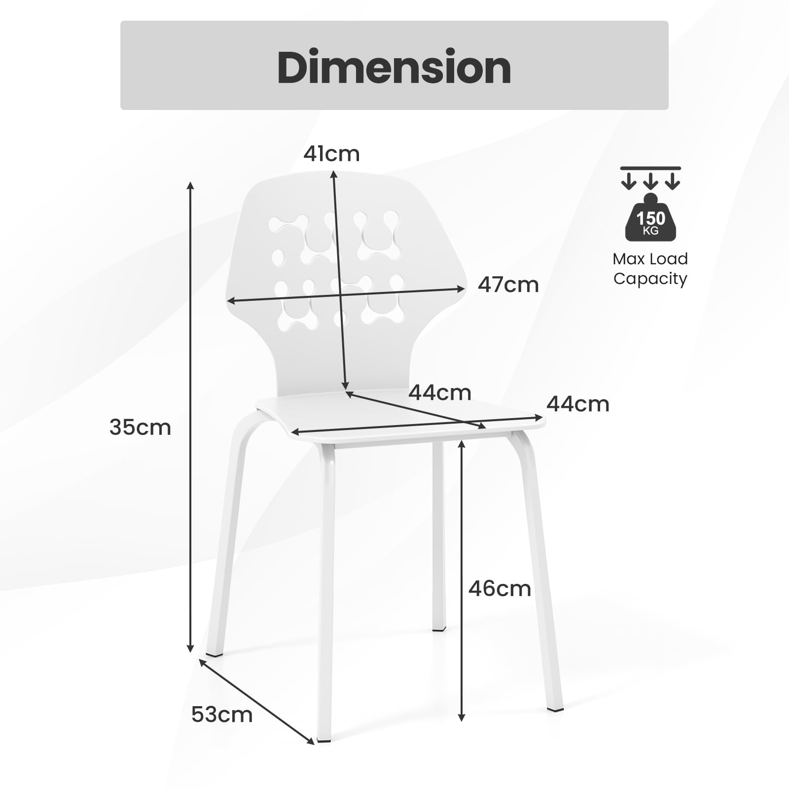 Giantex Metal Dining Chair Set of 4, Modern Kitchen Dinner Chair with Hollowed Backrest & Metal Legs
