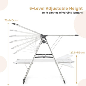 Giantex Foldable Clothes Drying Rack, 2-Tier Laundry Drying Rack with Hanging Bar