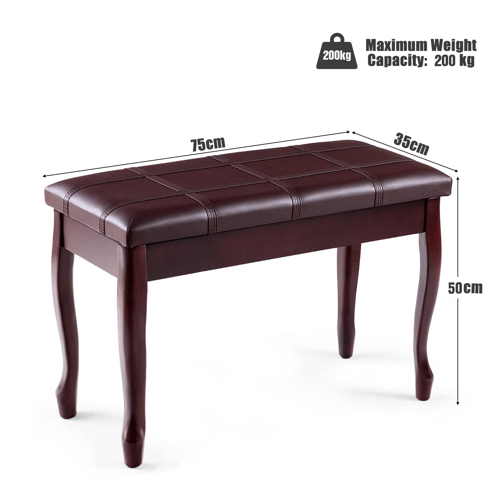 Giantex Piano Bench Stool w/Padded Cushion & Music Storage, Perfect for Home Use