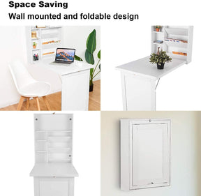 Giantex Wall Mounted Fold Out Convertible Desk, Multi-Function Floating Desk for Home Office