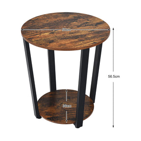Giantex Round End Table, 2-Tier Metal Sofa Table w/Storage Shelf, Round Side Table