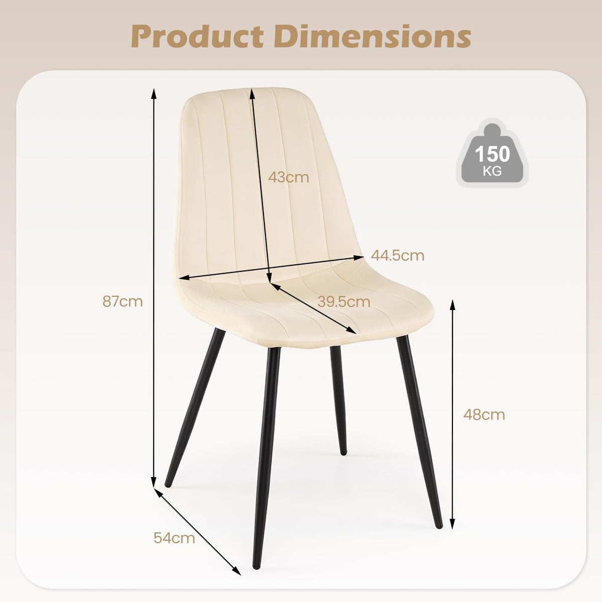 Dining Chairs Set of 4 with Sturdy Metal Legs