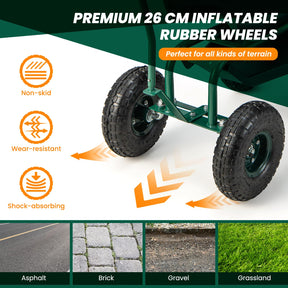 Rolling Garden Cart, Garden Scooter with Seat & Tool Storage, 2 Steering Handles