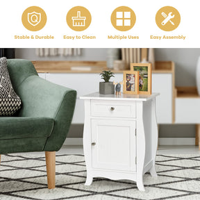 Giantex Accent Table, Storage Floor Cabinet, Wooden Nightstand Bedside Table