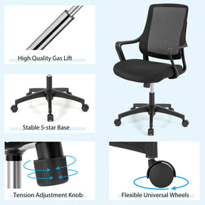 Giantex Ergonomic Office Chair, Modern Breathable Mesh Chair w/Curved Backrest & Armrest