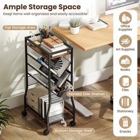 Rolling File Utility Cart w/ 2 Drawers, Lockable Wheels for Home Office