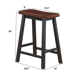 Giantex Set of 2 Bar Stools, Saddle Seat Pub Chair, Wood Vintage Counter Height Stool