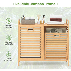 Tilt-out Laundry Hamper, Dual Laundry Basket Organizer with Top Shelf, 2 Pull-out Removable Bags, Side Handles