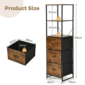 Giantex Drawer Dresser Tallboy Storage Cabinet Shelves Wood Organizer Industria