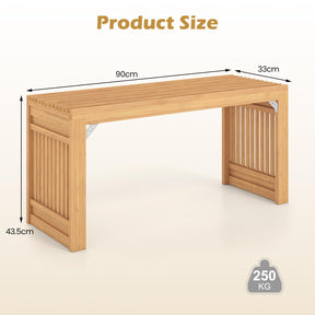 Bamboo Dining Bench, 90CM Long Entryway Bench Indoor Kitchen Bench