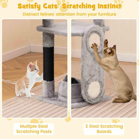 Tall Cat Tree Multi-level Large Cat Tower w/Sisal Scratching Posts &Board Indoor