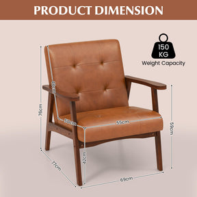 Giantex Mid Century Modern Accent Chair, Living Room Arm Chair with Solid Rubber Wood Frame