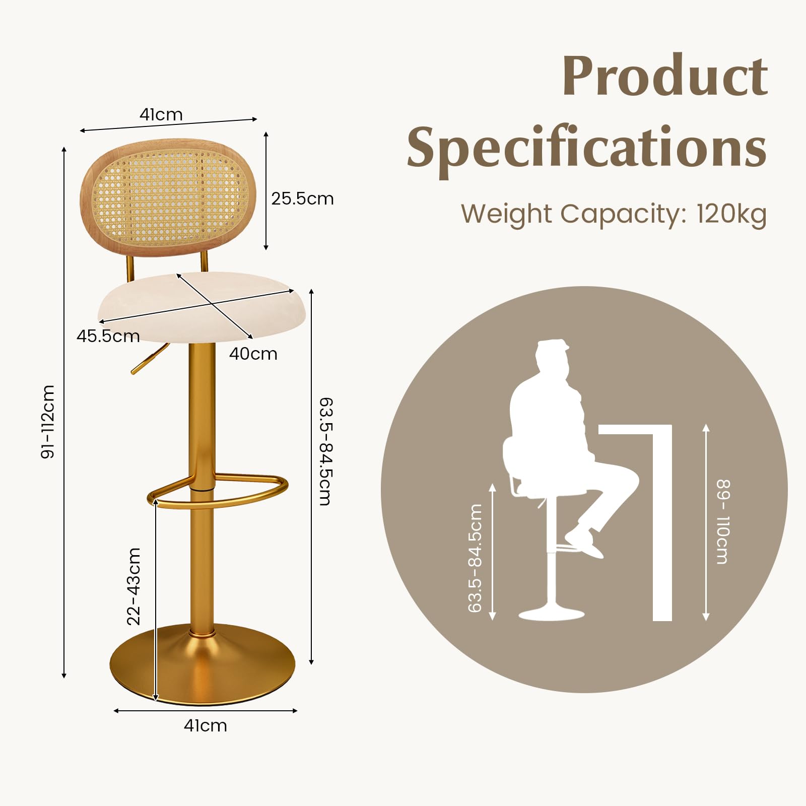 Giantex Height Adjustable Bar Stool Set of 2
