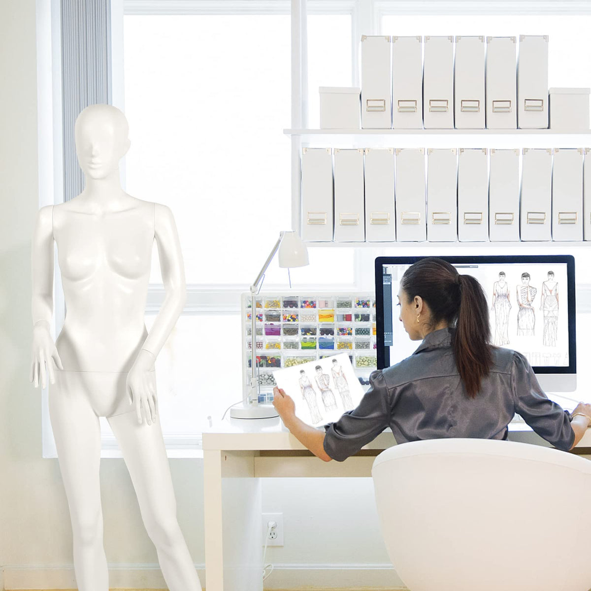 177 cm Female Mannequin, Adjustable & Detachable Manikin with Stable Iron Base