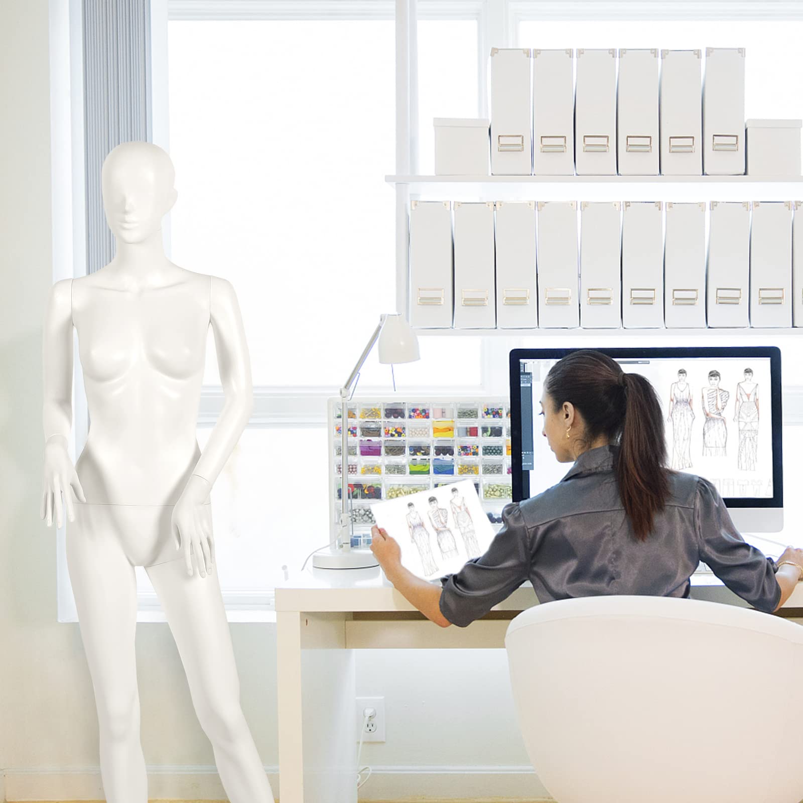 177 cm Female Mannequin, Adjustable & Detachable Manikin with Stable Iron Base