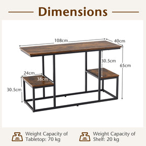 Giantex Rustic TV Console Table for 50 Inches TVs, Industrial Sofa Table with Open Storage Shelves
