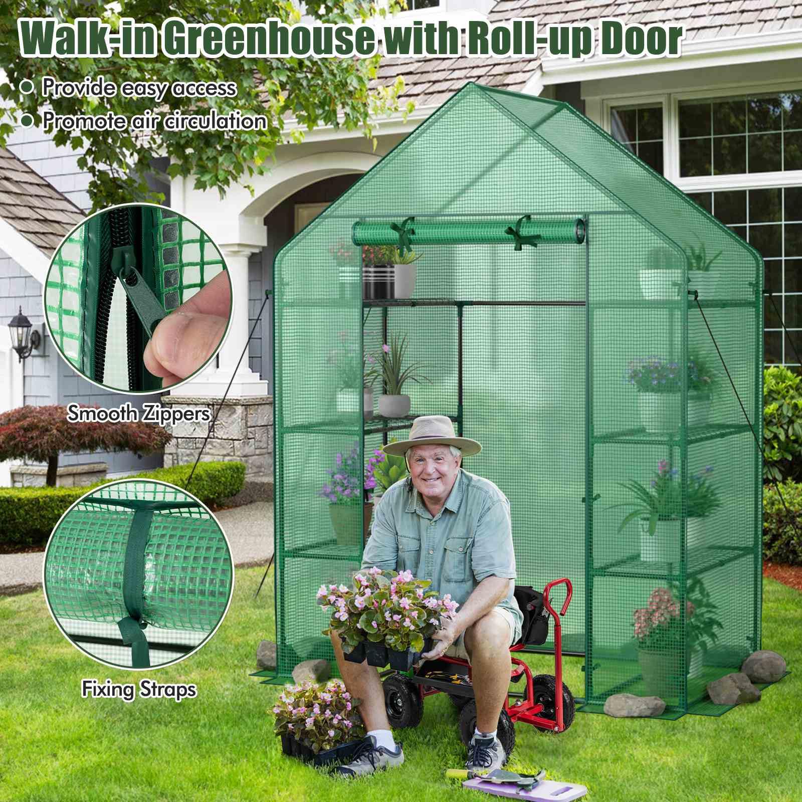 194cm Garden Greenhouse 3-Tier Waterproof Anti-UV Tarpaulin for Flower