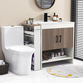 Slim Storage Cart w/Handle, 4-Tier Slide Out Utility Cart, Shelving Unit Organizer Trolley for Narrow Places