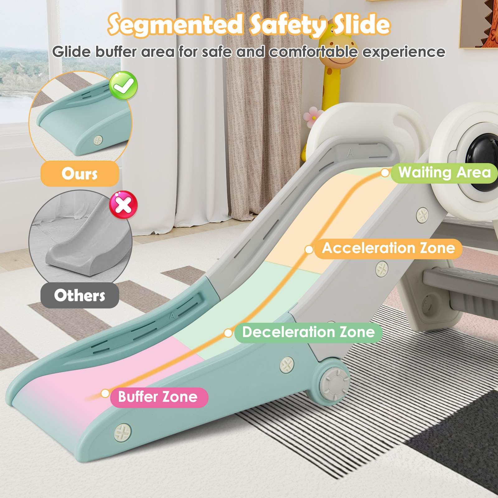 Kids Slide, Indoor Kids Folding Freestanding Slides w/Climber